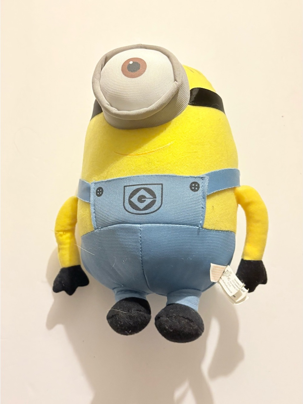 Yellow One-Eye Plush Character in Blue Overalls - Kids Stuffed Toy